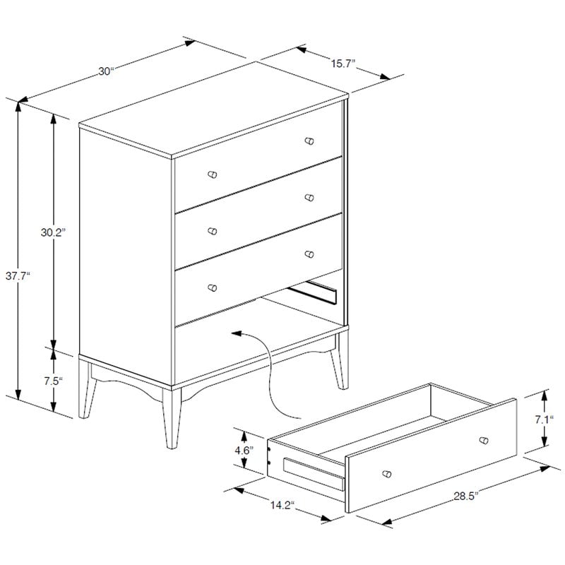 Baxton Studio Landis Ash Walnut Finished Wood 4-Drawer Chest