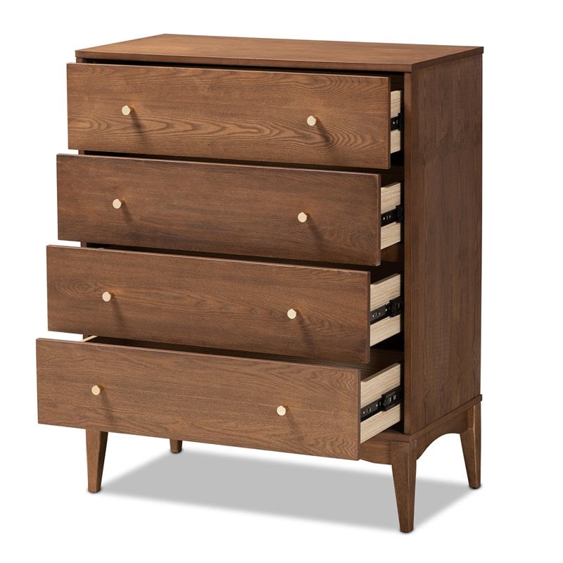 Baxton Studio Landis Ash Walnut Finished Wood 4-Drawer Chest