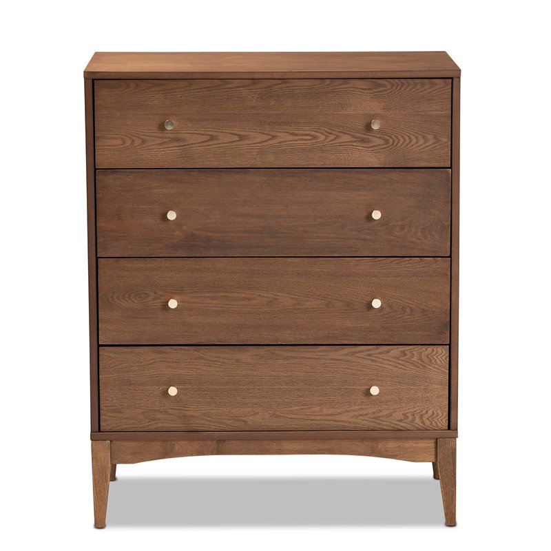 Baxton Studio Landis Ash Walnut Finished Wood 4-Drawer Chest