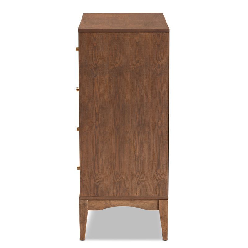 Baxton Studio Landis Ash Walnut Finished Wood 4-Drawer Chest