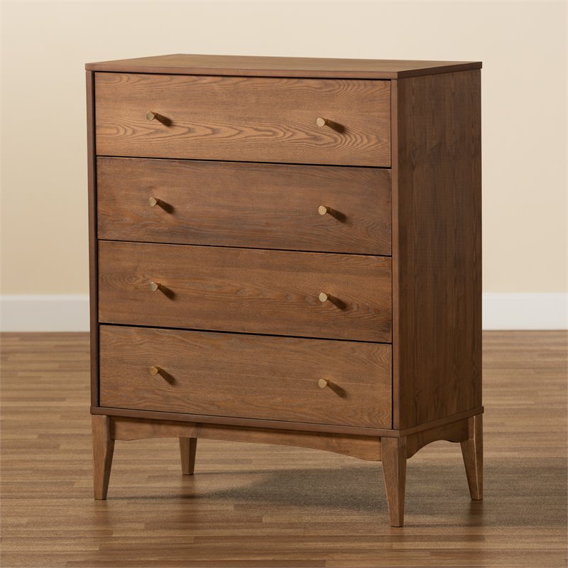 Baxton Studio Landis Ash Walnut Finished Wood 4-Drawer Chest