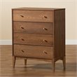 Baxton Studio Landis Ash Walnut Finished Wood 4-Drawer Chest