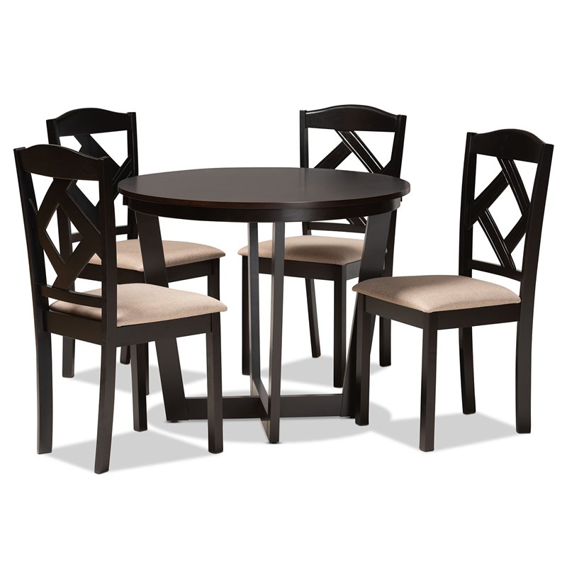 Baxton Studio Morigan Dark Brown Finished Wood 5-Piece Dining Set