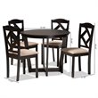 Baxton Studio Morigan Dark Brown Finished Wood 5-Piece Dining Set