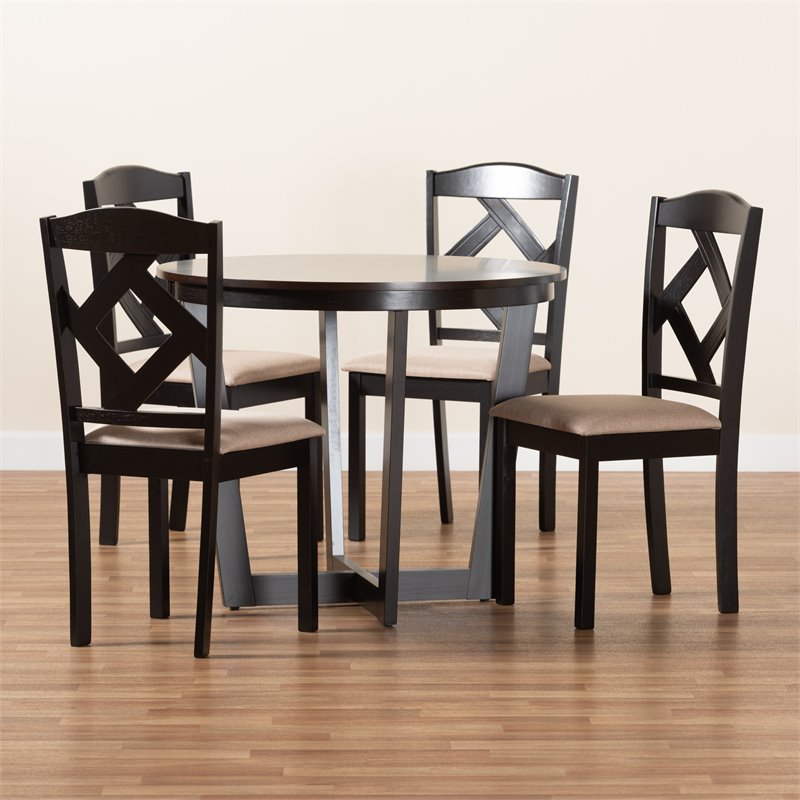 Baxton Studio Morigan Dark Brown Finished Wood 5-Piece Dining Set