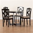 Baxton Studio Morigan Dark Brown Finished Wood 5-Piece Dining Set