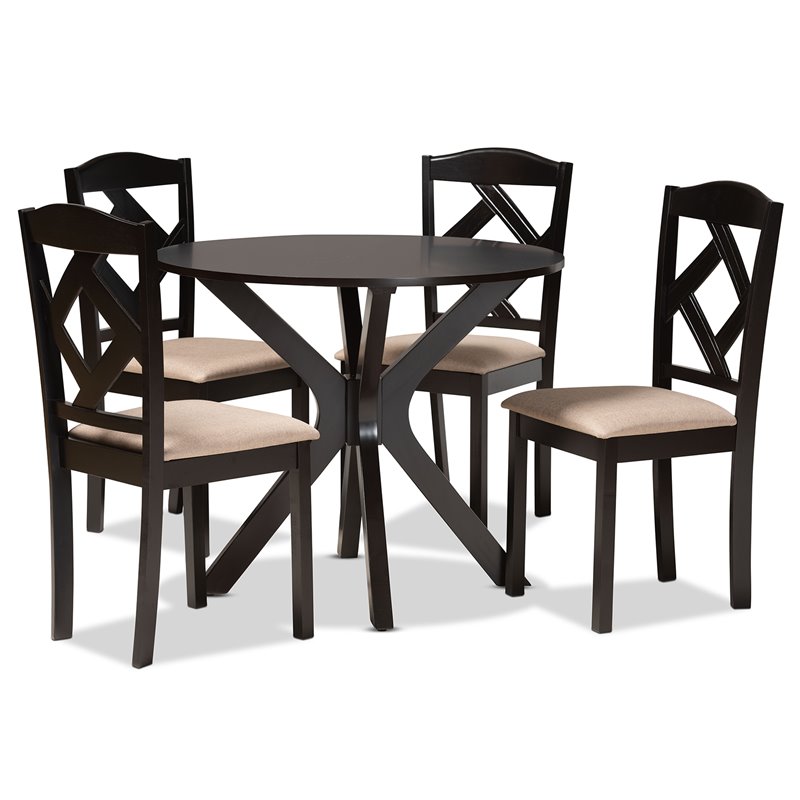 Baxton Studio CarlinDark Brown Finished Wood 5-Piece Dining Set