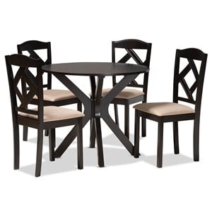 Baxton Studio CarlinDark Brown Finished Wood 5-Piece Dining Set
