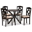 Baxton Studio CarlinDark Brown Finished Wood 5-Piece Dining Set