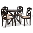 Baxton Studio CarlinDark Brown Finished Wood 5-Piece Dining Set
