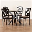 Baxton Studio CarlinDark Brown Finished Wood 5-Piece Dining Set
