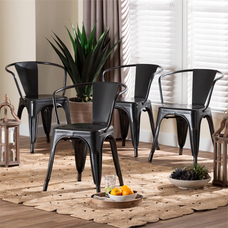 Baxton Studio Ryland Dark Grey Finished Metal Dining Chair (Set of 4)