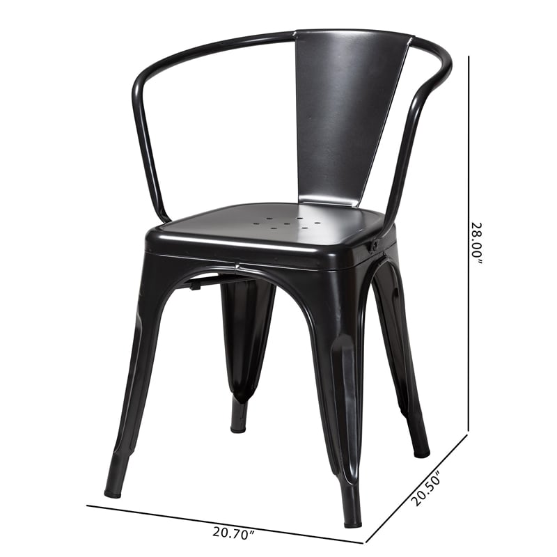 Baxton Studio Ryland Dark Grey Finished Metal Dining Chair (Set of 4)