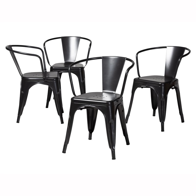 Baxton Studio Ryland Dark Grey Finished Metal Dining Chair (Set of 4)