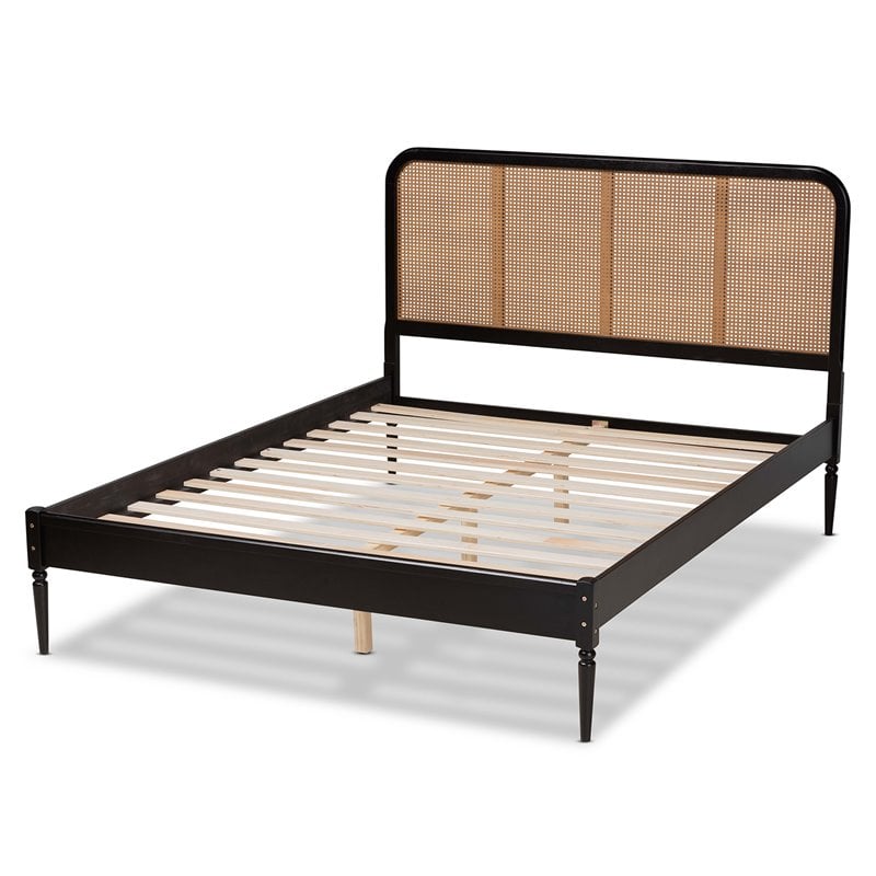 Baxton Studio Elston Charcoal Finished Wood Queen Size Platform Bed