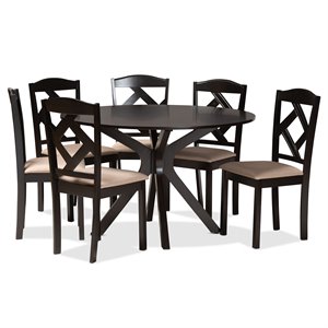 Baxton Studio Carlin Dark Brown Finished Wood 7-Piece Dining Set