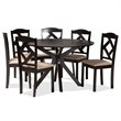 Baxton Studio Carlin Dark Brown Finished Wood 7-Piece Dining Set