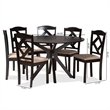 Baxton Studio Carlin Dark Brown Finished Wood 7-Piece Dining Set