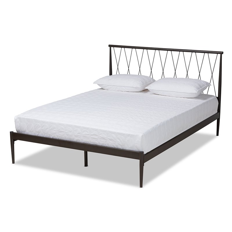 Baxton Studio Nano Black Finished Metal Queen Size Platform Bed