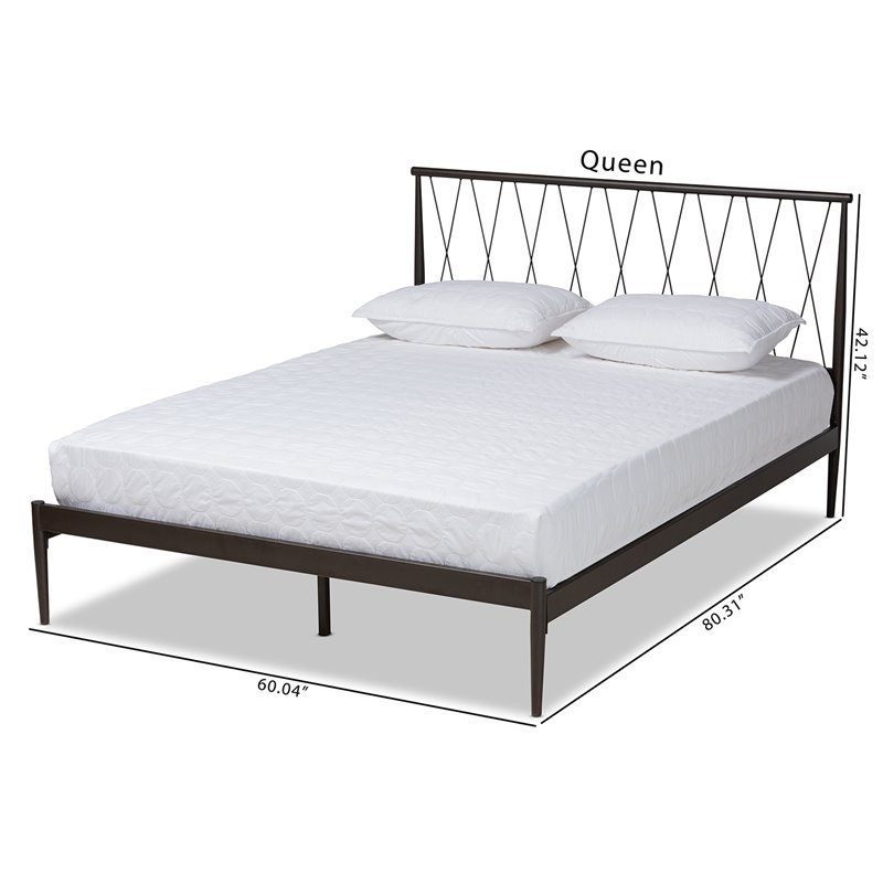 Baxton Studio Nano Black Finished Metal Queen Size Platform Bed