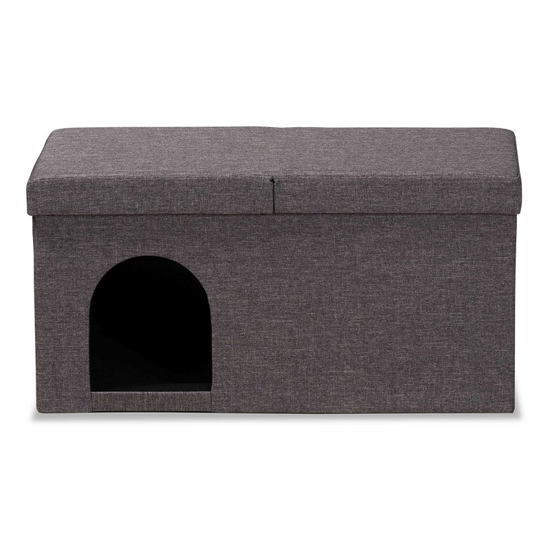 Baxton Studio Faber Dark Grey Fabric and Wood Cat Litter Box Cover