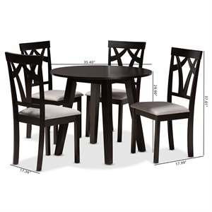 Baxton Studio Derya Grey and Dark Brown Finished Wood 5-Piece Dining Set