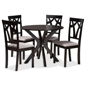 Baxton Studio Luise Grey and Dark Brown Finished Wood 5-Piece Dining Set