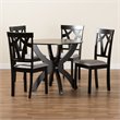 Baxton Studio Rasa Grey and Dark Brown Finished Wood 5-Piece Dining Set