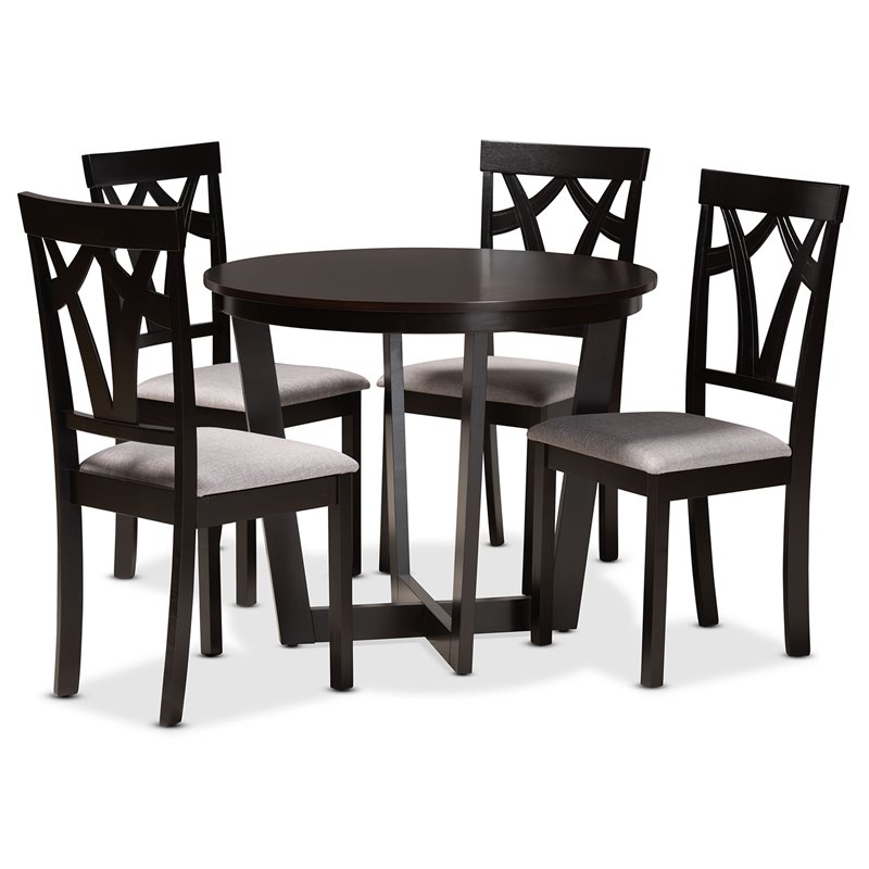 Baxton Studio Telma Grey and Dark Brown Finished Wood 5-Piece Dining Set