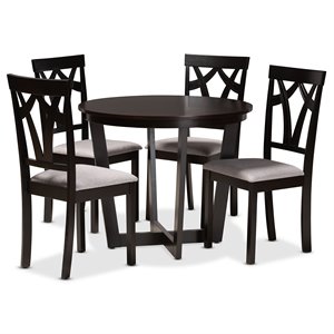Baxton Studio Telma Grey and Dark Brown Finished Wood 5-Piece Dining Set