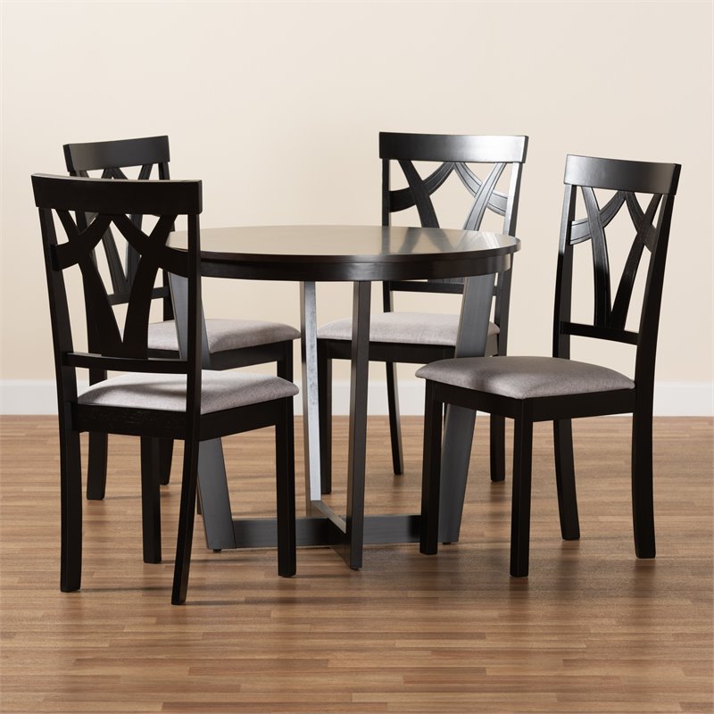 Baxton Studio Telma Grey and Dark Brown Finished Wood 5-Piece Dining Set