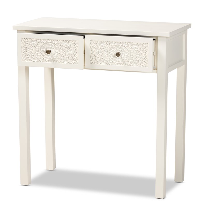 Baxton Studio Lambert White Finished Wood 2 Drawer Console Table