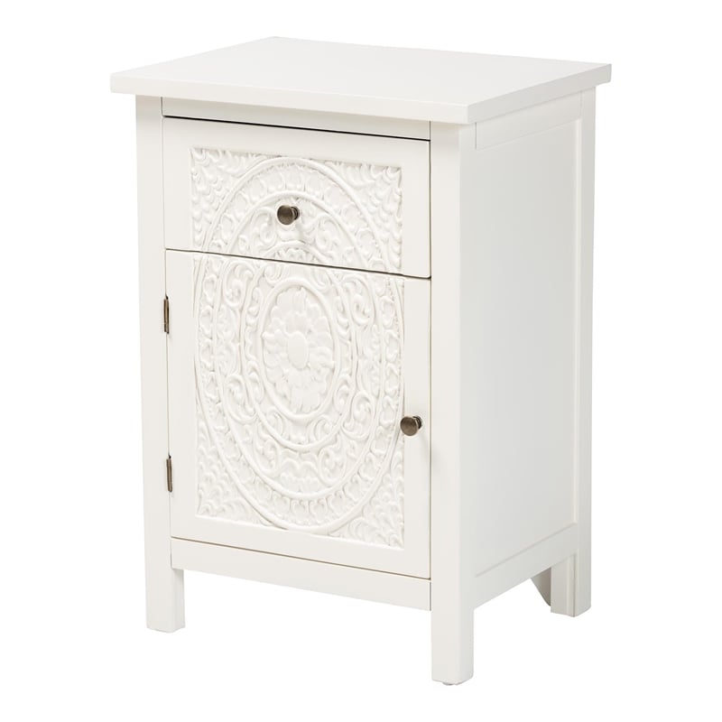 Baxton Studio Lambert White Finished Wood 1-Drawer End Table