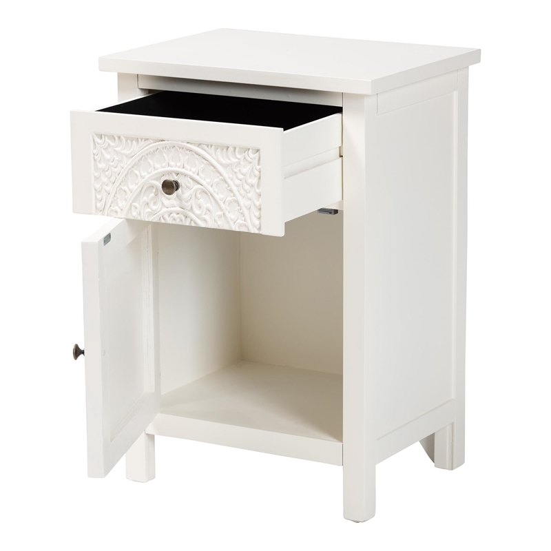 Baxton Studio Lambert White Finished Wood 1-Drawer End Table