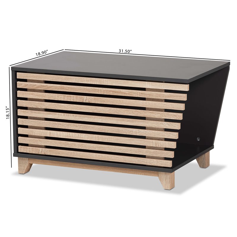 Baxton Studio Eckhart Dark Grey and Oak Finished Wood Cat Litter Box Cover House