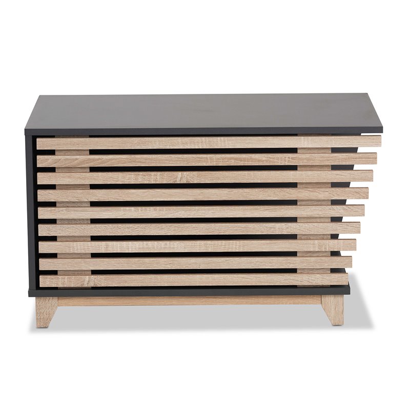 Baxton Studio Eckhart Dark Grey and Oak Finished Wood Cat Litter Box Cover House