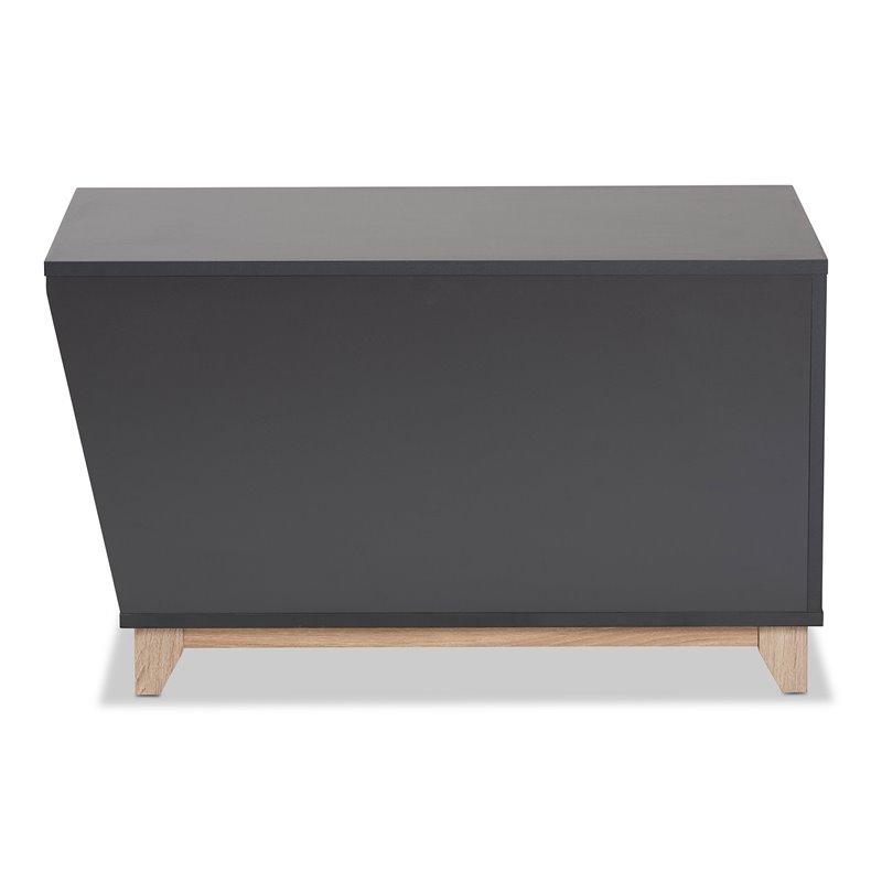 Baxton Studio Eckhart Dark Grey and Oak Finished Wood Cat Litter Box Cover House