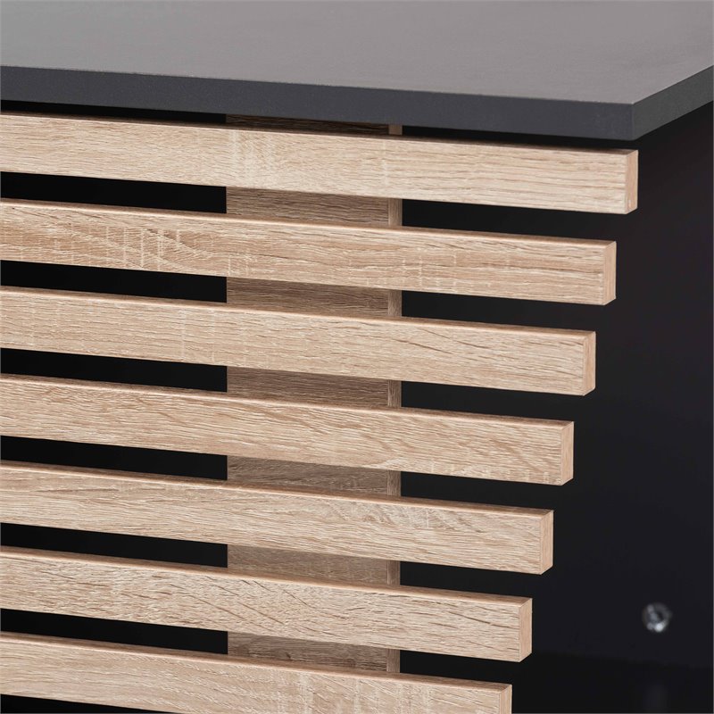 Baxton Studio Eckhart Dark Grey and Oak Finished Wood Cat Litter Box Cover House