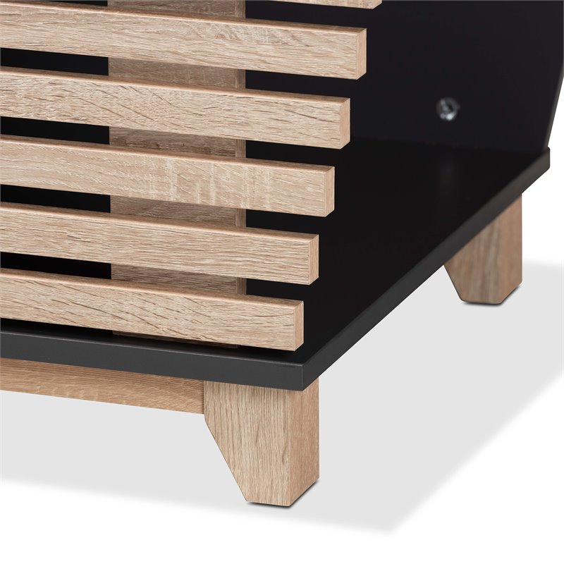 Baxton Studio Eckhart Dark Grey and Oak Finished Wood Cat Litter Box Cover House