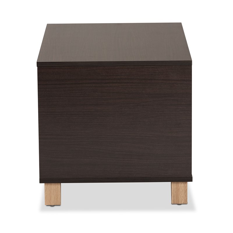 Baxton Studio Eckhart Dark Brown and Oak Finished Cat Litter Box Cover House