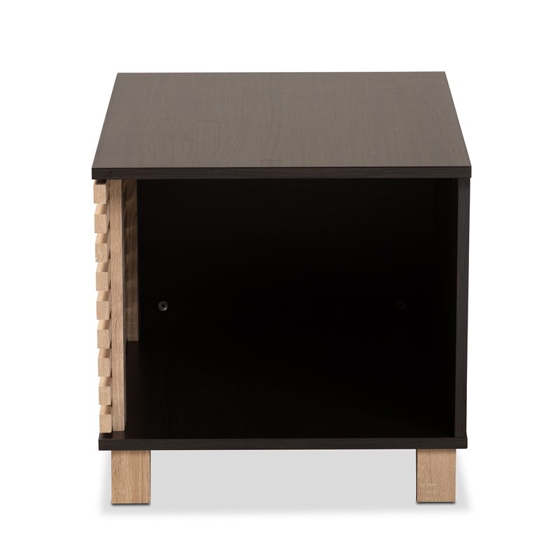 Baxton Studio Eckhart Dark Brown and Oak Finished Cat Litter Box Cover House