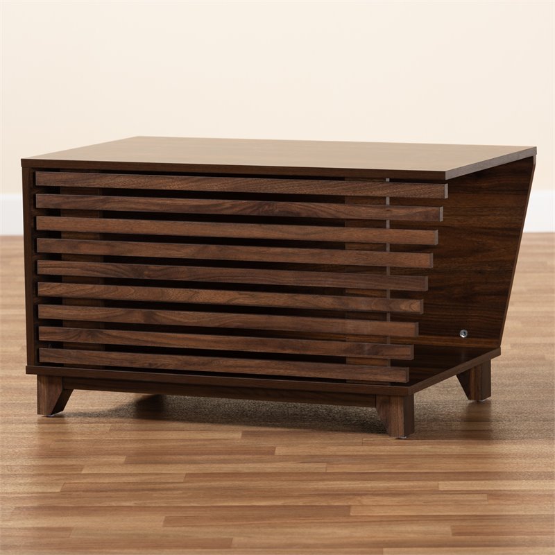 Baxton Studio Eckhart Walnut Brown Finished Wood Cat Litter Box Cover House