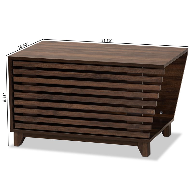 Baxton Studio Eckhart Walnut Brown Finished Wood Cat Litter Box Cover House