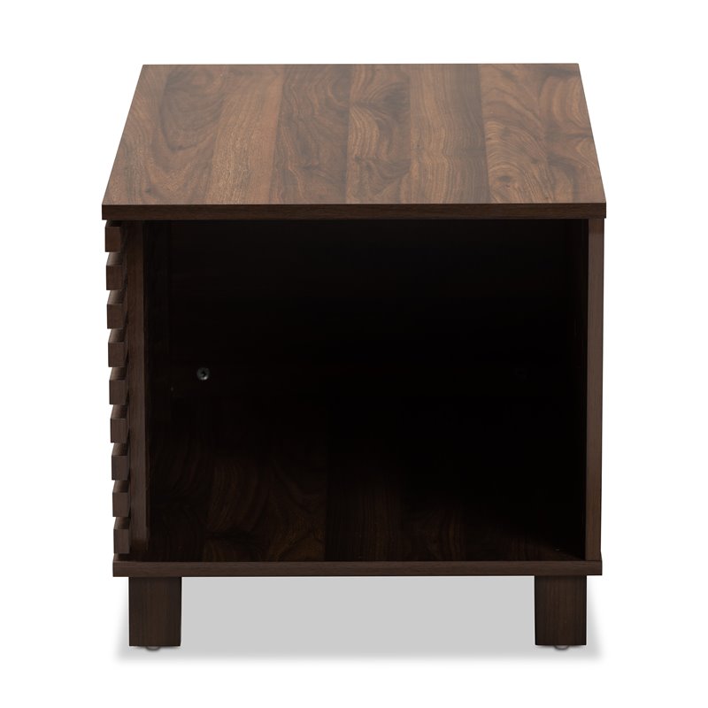 Baxton Studio Eckhart Walnut Brown Finished Wood Cat Litter Box Cover House