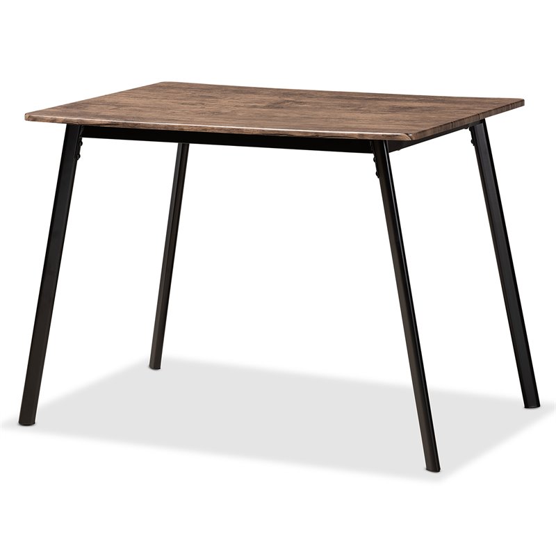 Baxton Studio Calder Walnut Brown Finished Wood and Black Metal Dining Table