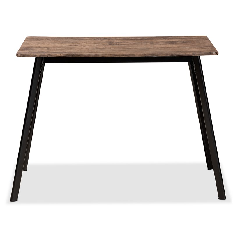Baxton Studio Calder Walnut Brown Finished Wood and Black Metal Dining Table