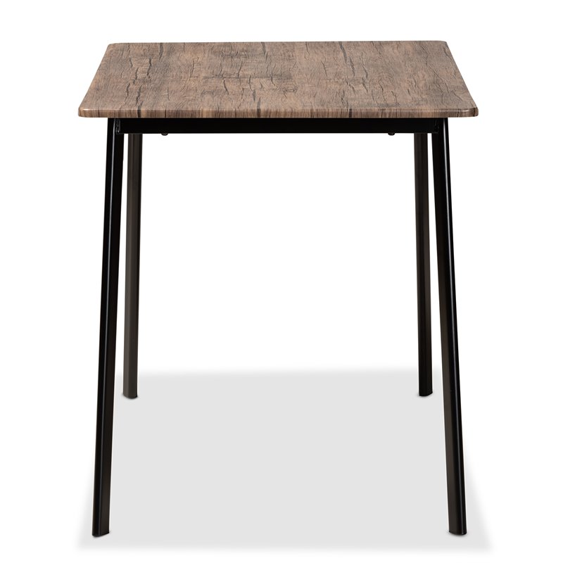 Baxton Studio Calder Walnut Brown Finished Wood and Black Metal Dining Table