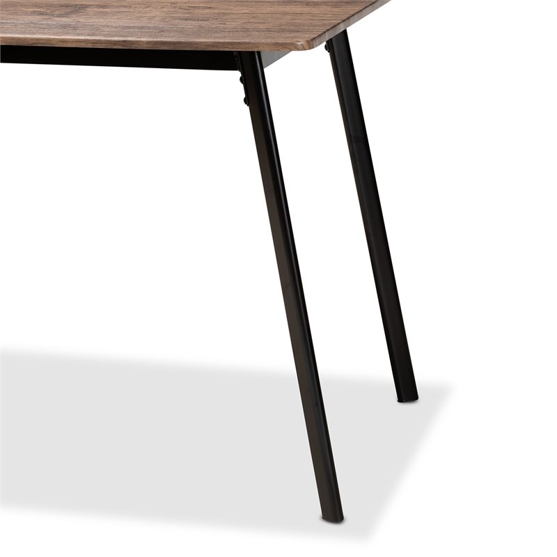 Baxton Studio Calder Walnut Brown Finished Wood and Black Metal Dining Table