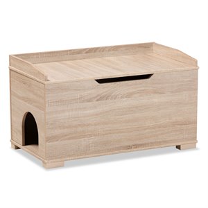 Baxton Studio Mariam Oak Finished Wood Cat Litter Box Cover House