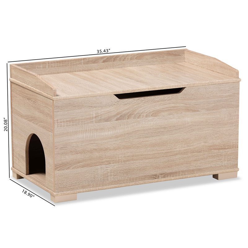 Baxton Studio Mariam Oak Finished Wood Cat Litter Box Cover House